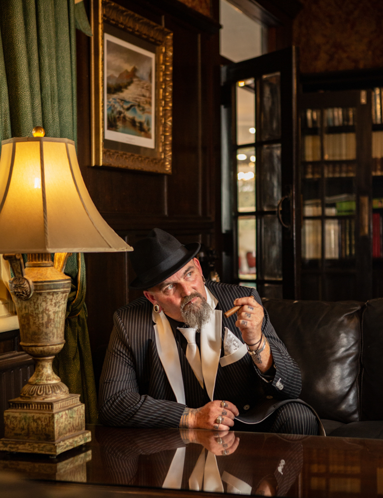 Groom in a 1930's themed shot at Princes Gate